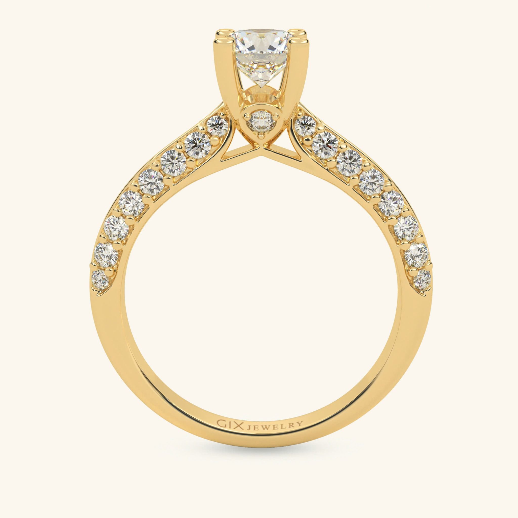 Nhẫn Kim Cương Cầu Hôn Vàng 18K Tặng Bạn Gái Đính Moissanite Gix Jewel