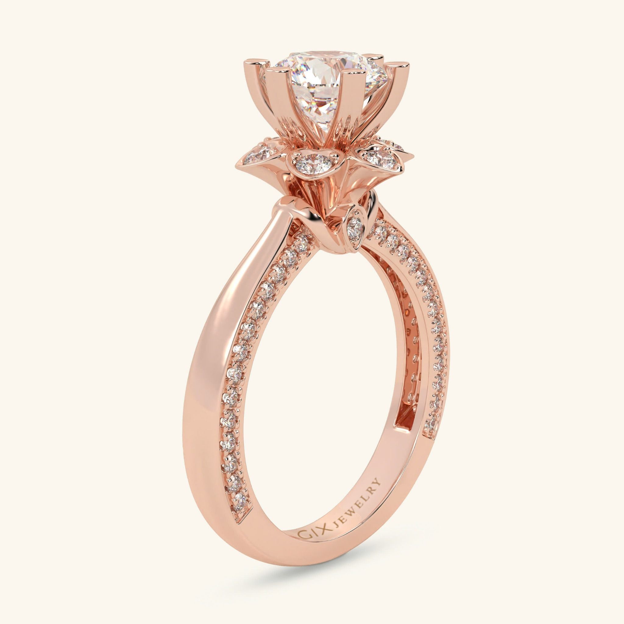 Nhẫn Cầu Hôn Mạ Vàng 18K Đính Kim Cương Trái Tim Đẹp Nhất Gix Jewel