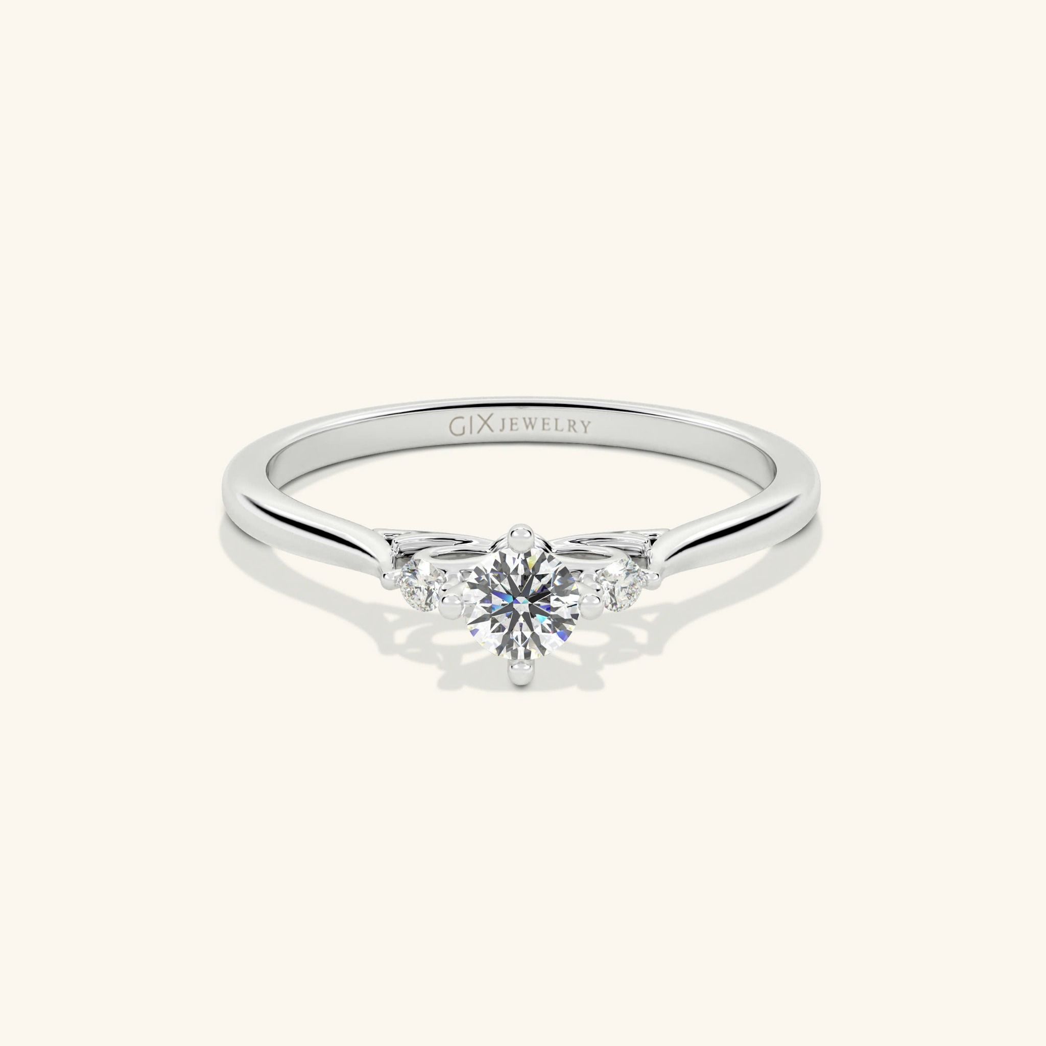 Nhẫn Bạc Cầu Hôn Mạ Vàng 18K Đơn Giản Đính Kim Cương Nhân Tạo Đẹp Nhất Gix Jewel