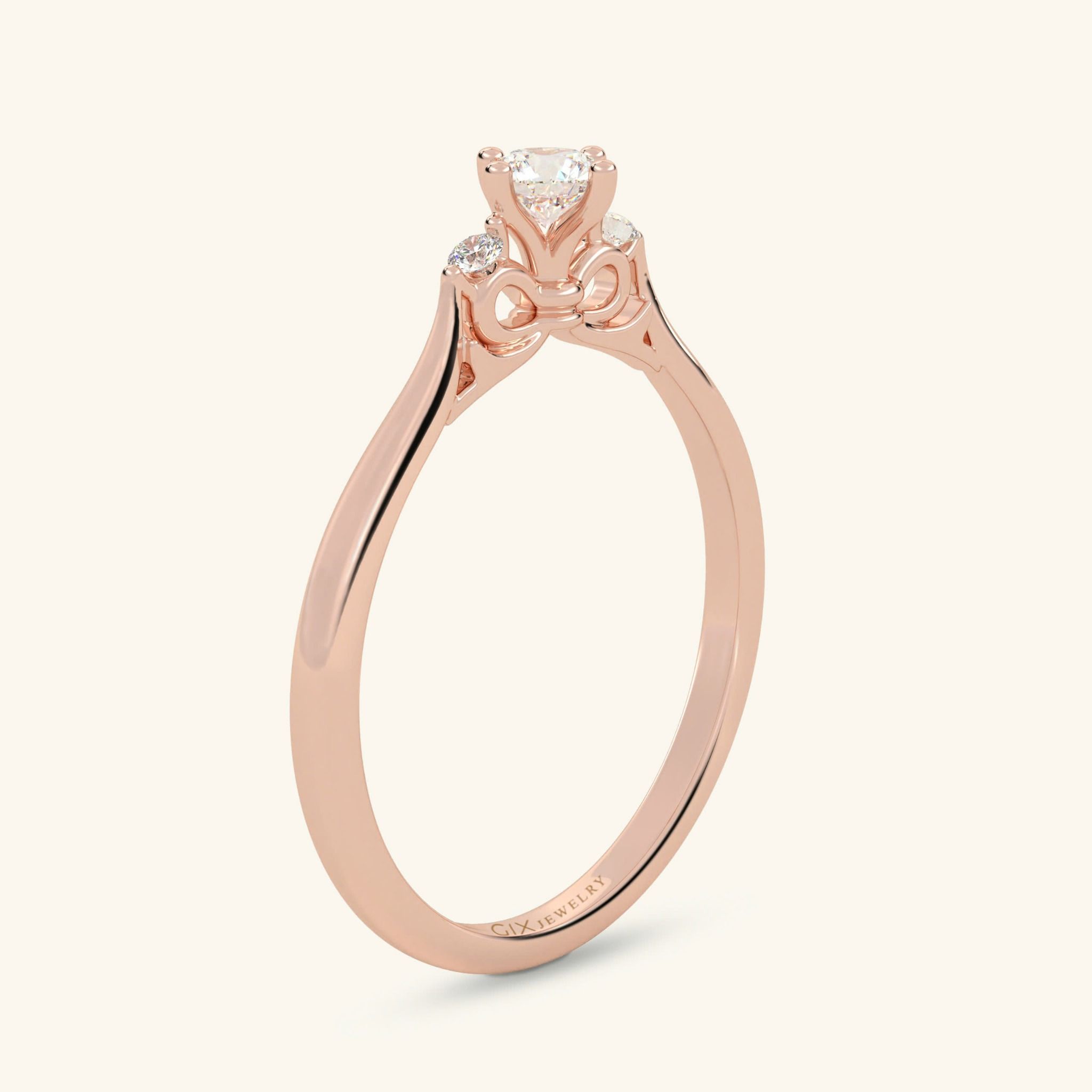 Nhẫn Bạc Cầu Hôn Mạ Vàng 18K Đơn Giản Đính Kim Cương Nhân Tạo Đẹp Nhất Gix Jewel