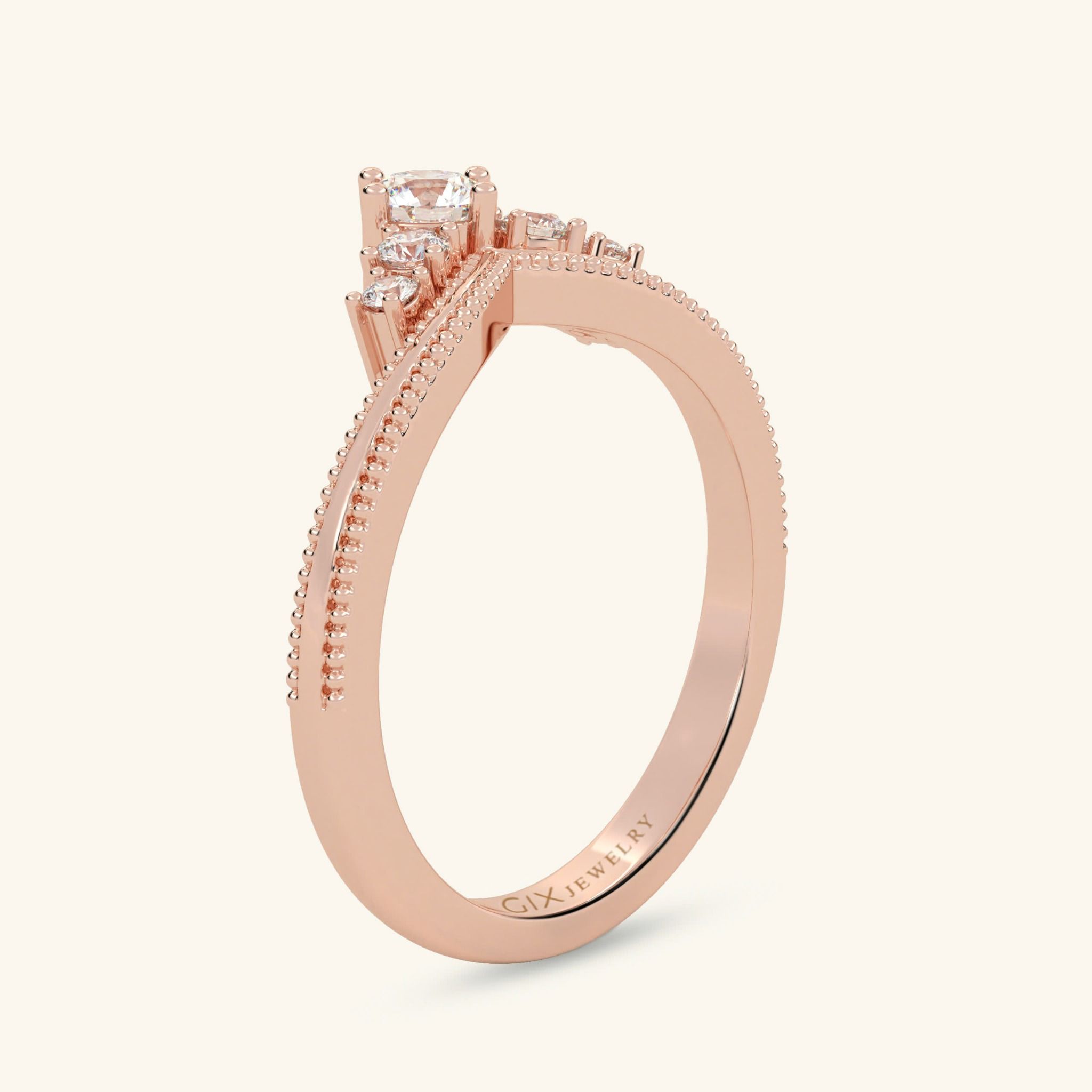 Nhẫn Đính Hôn Đẹp Infinity Love Vàng Trắng 18K Đơn Giản Đính Kim Cương Cho Nữ Gix Jewel