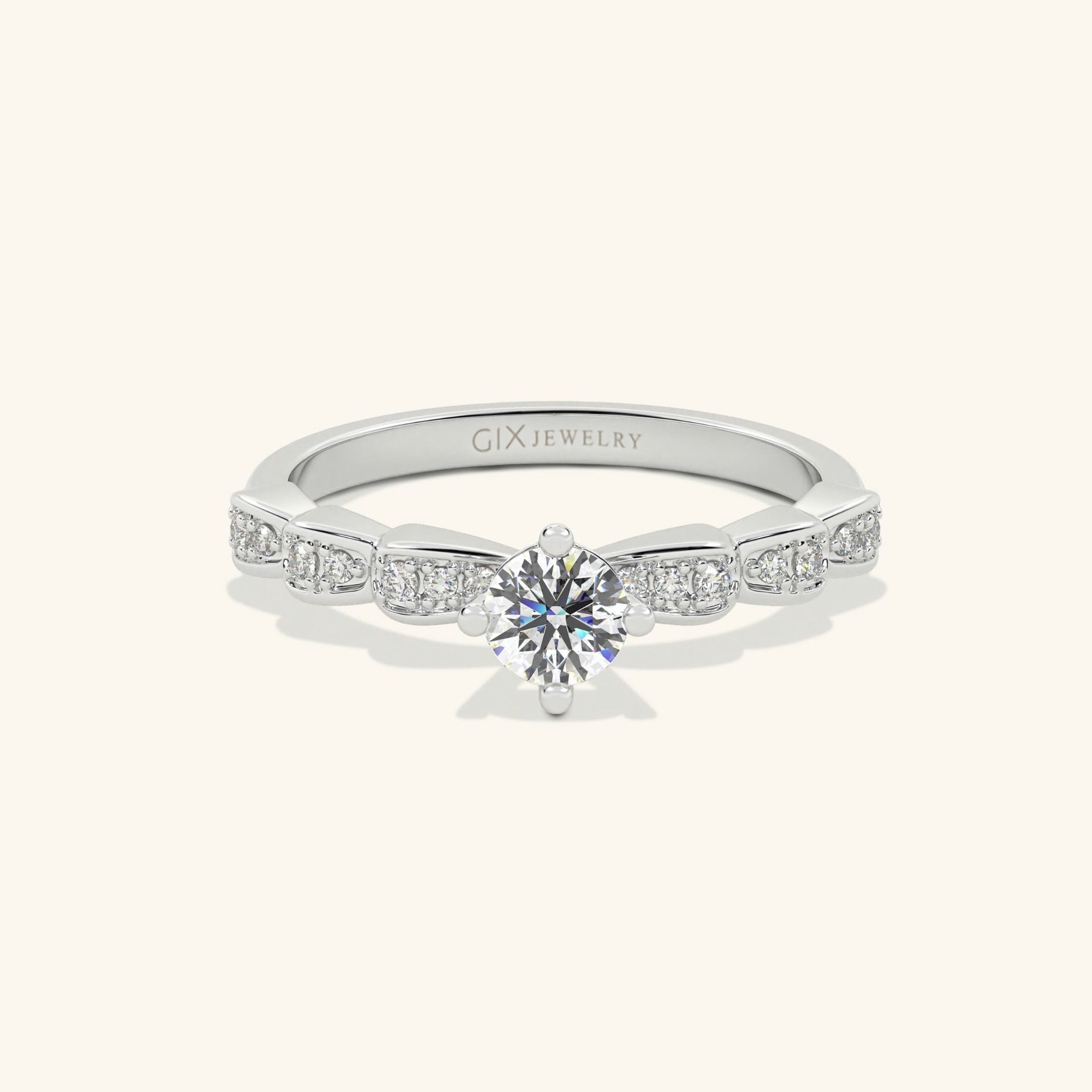 Nhẫn Kim Cương Đính Hôn Vàng 18K Trơn Đơn Giản Đẹp Nhất Gix Jewelry