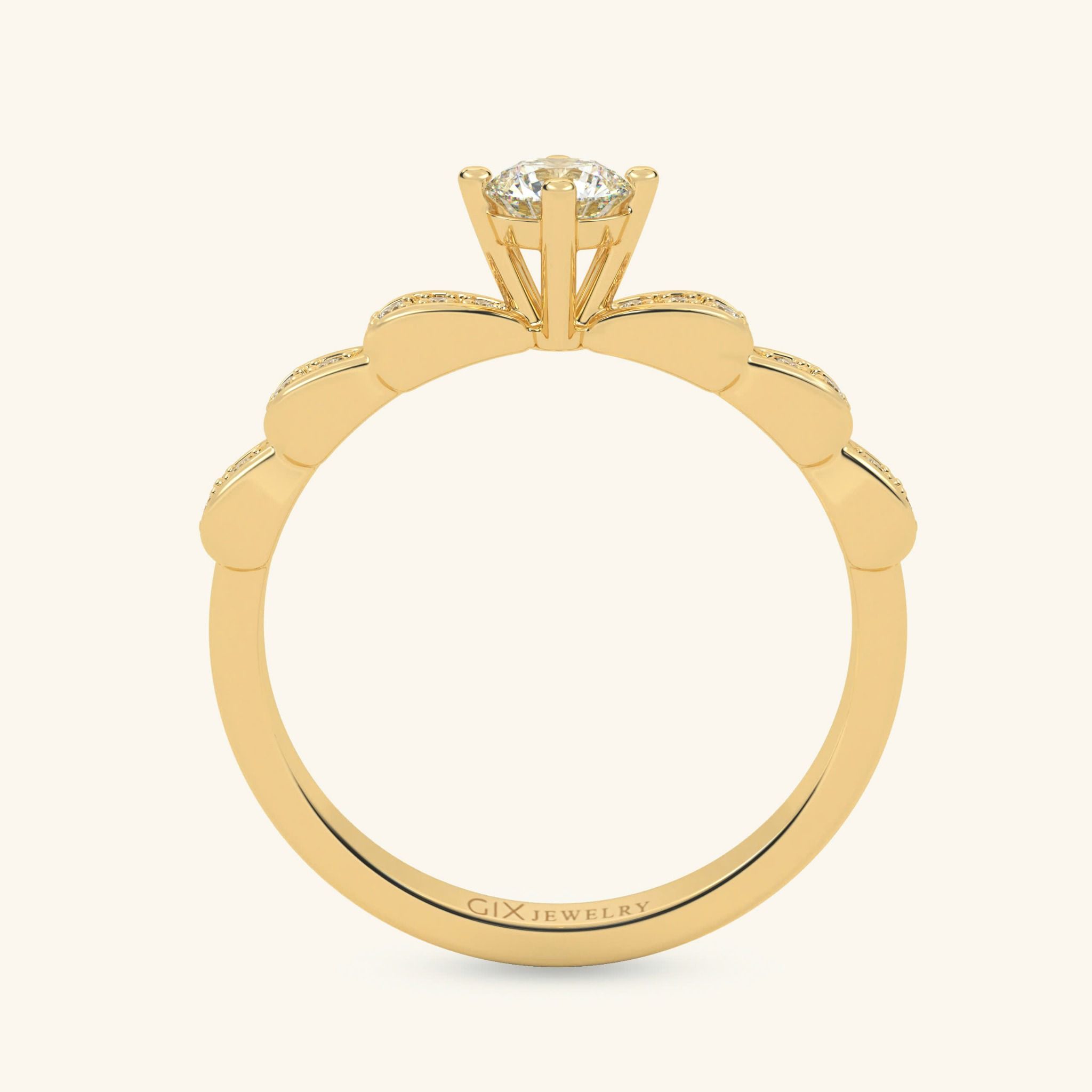 Nhẫn Kim Cương Đính Hôn Vàng 18K Trơn Đơn Giản Đẹp Nhất Gix Jewelry