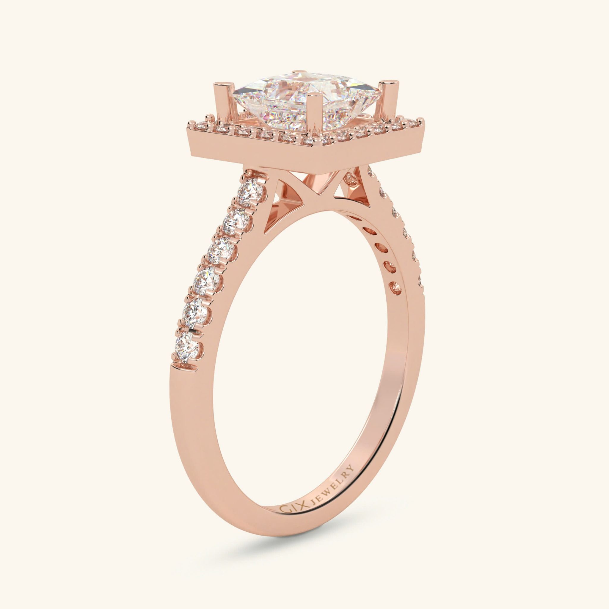 Nhẫn đính hôn đẹp vàng trắng 18k đính kim cương nhân tạo Gix