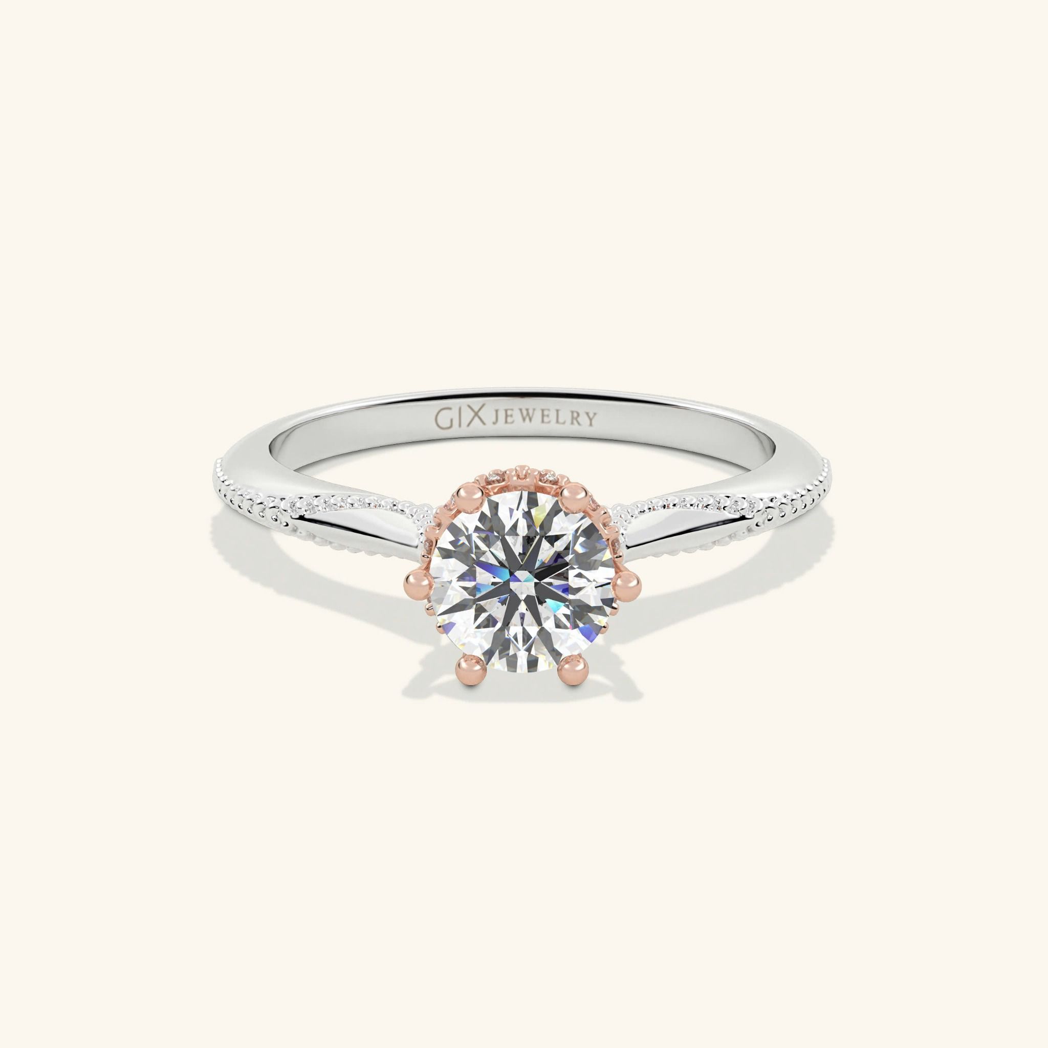 Nhẫn Cầu Hôn Hai Màu Đính Kim Cương Nhân Tạo Cao Cấp Giá Rẻ Gix Jewelry