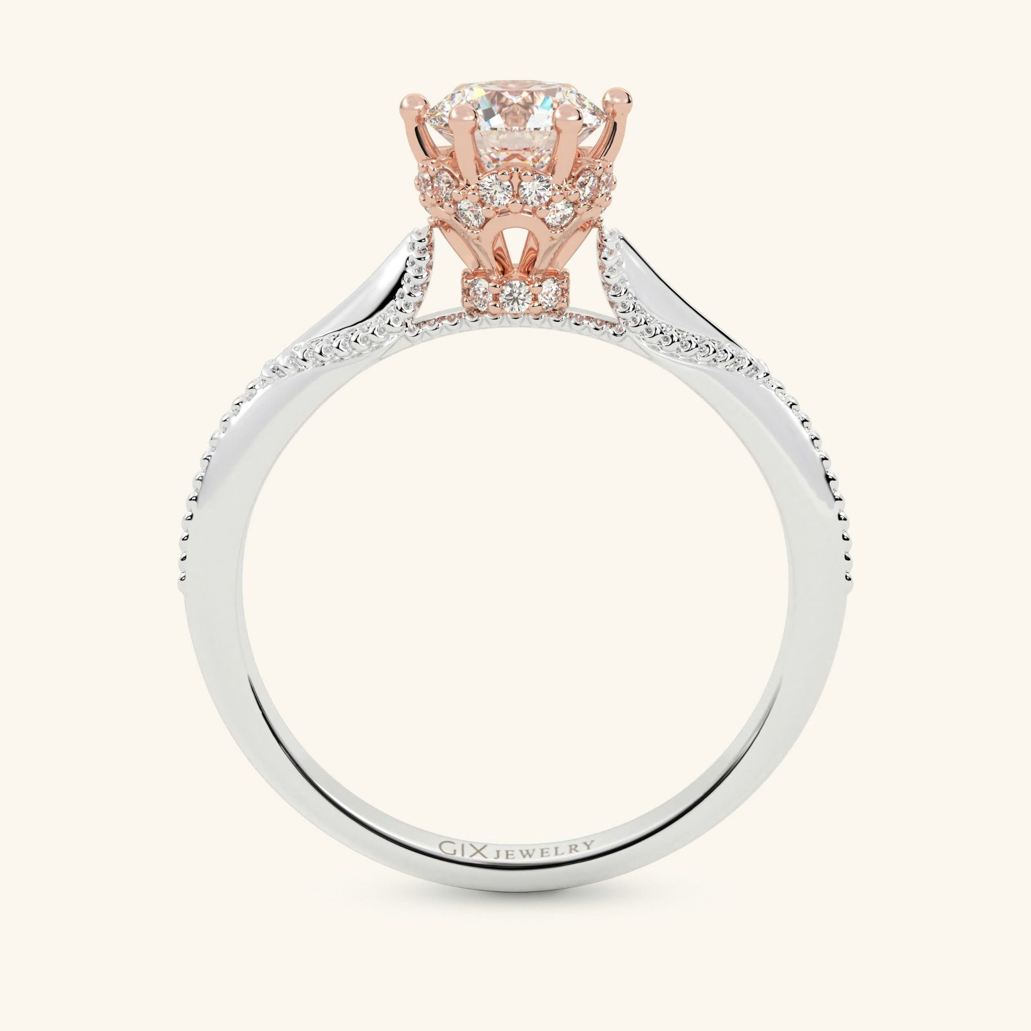 Nhẫn Cầu Hôn Hai Màu Đính Kim Cương Nhân Tạo Cao Cấp Giá Rẻ Gix Jewelry