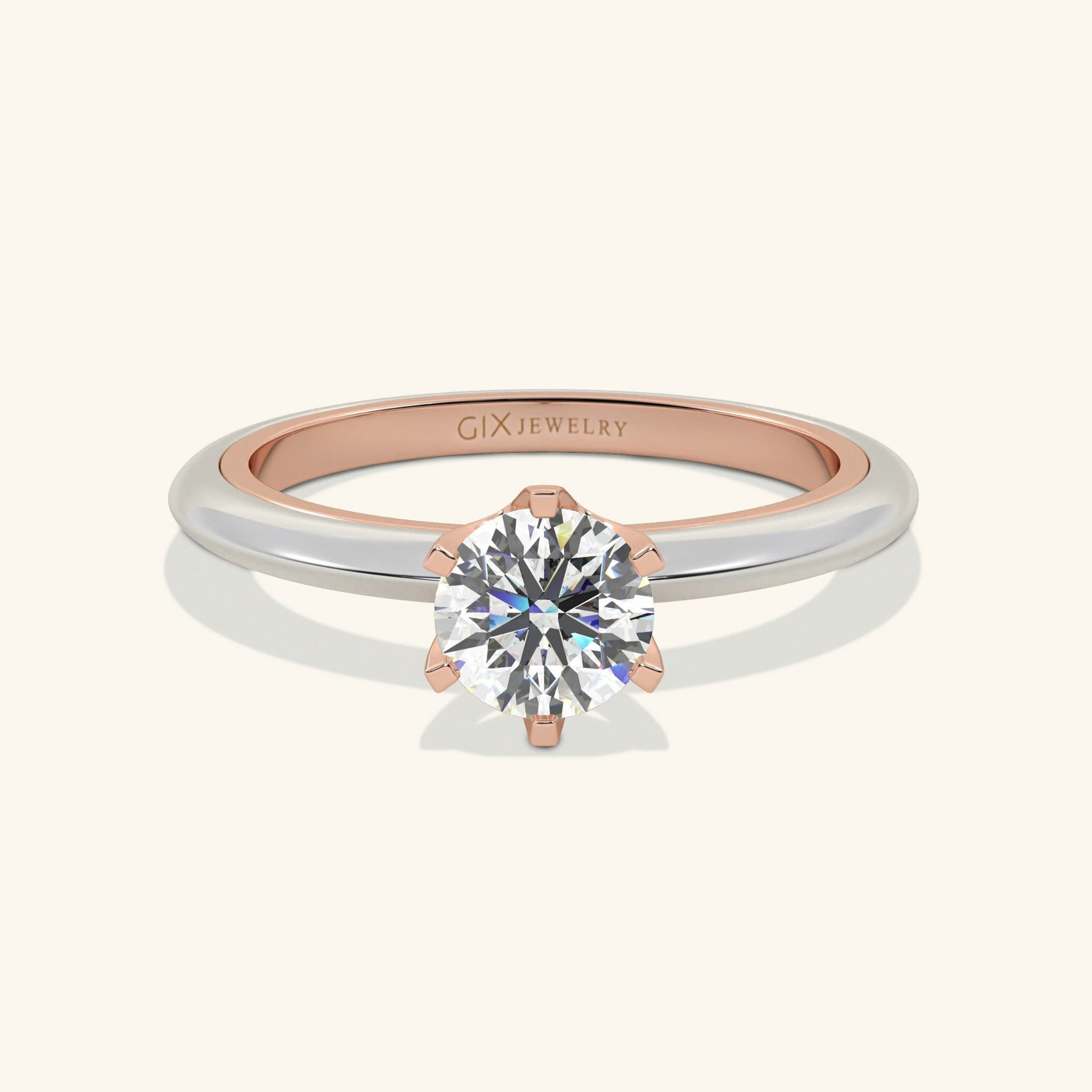 Nhẫn Kim Cương Đính Hôn Bằng Vàng Hồng 18K Đẹp Giá Rẻ Gix