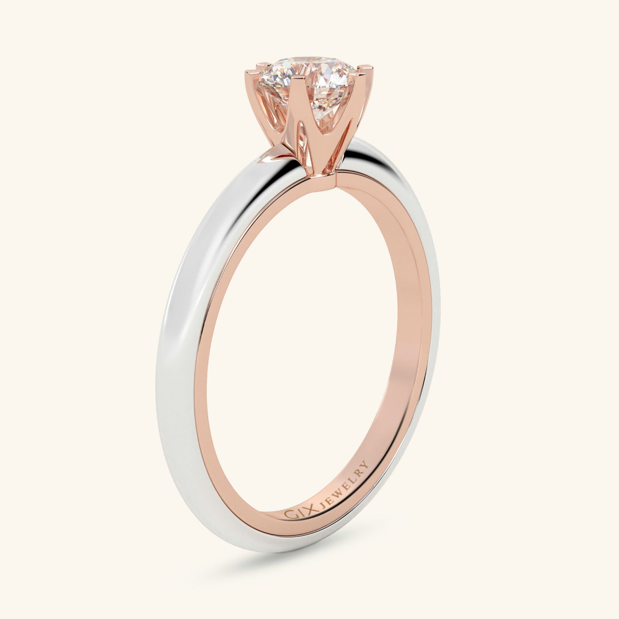 Nhẫn Kim Cương Đính Hôn Bằng Vàng Hồng 18K Đẹp Giá Rẻ Gix