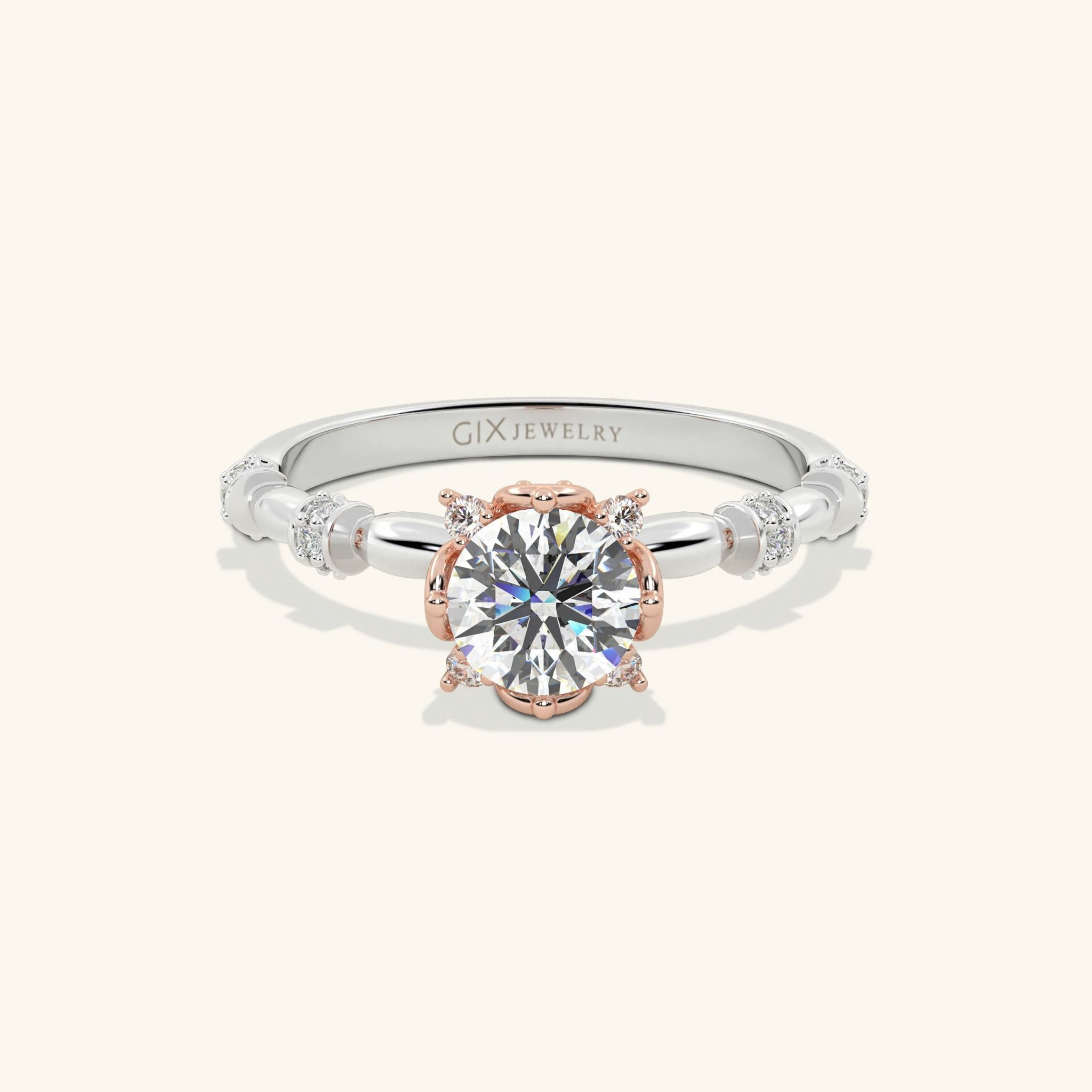 Nhẫn Cầu Hôn Kiểu Đẹp Giá Rẻ Vàng Tây 18K Đính Kim Cương Nhân Tạo Gix Jewel