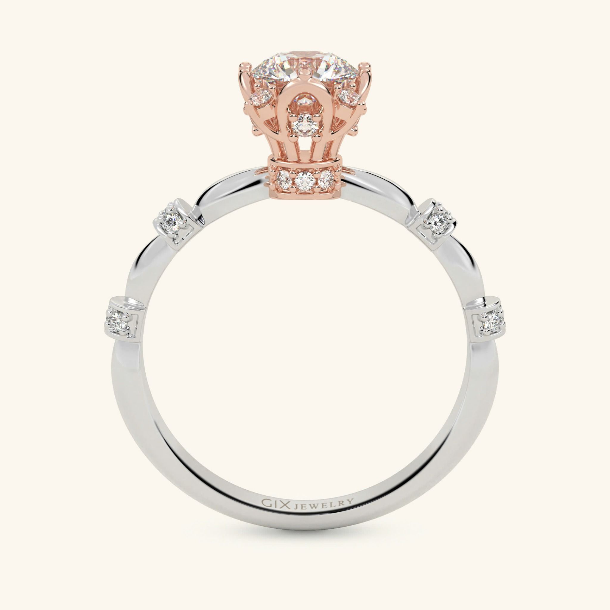 Nhẫn Cầu Hôn Kiểu Đẹp Giá Rẻ Vàng Tây 18K Đính Kim Cương Nhân Tạo Gix Jewel