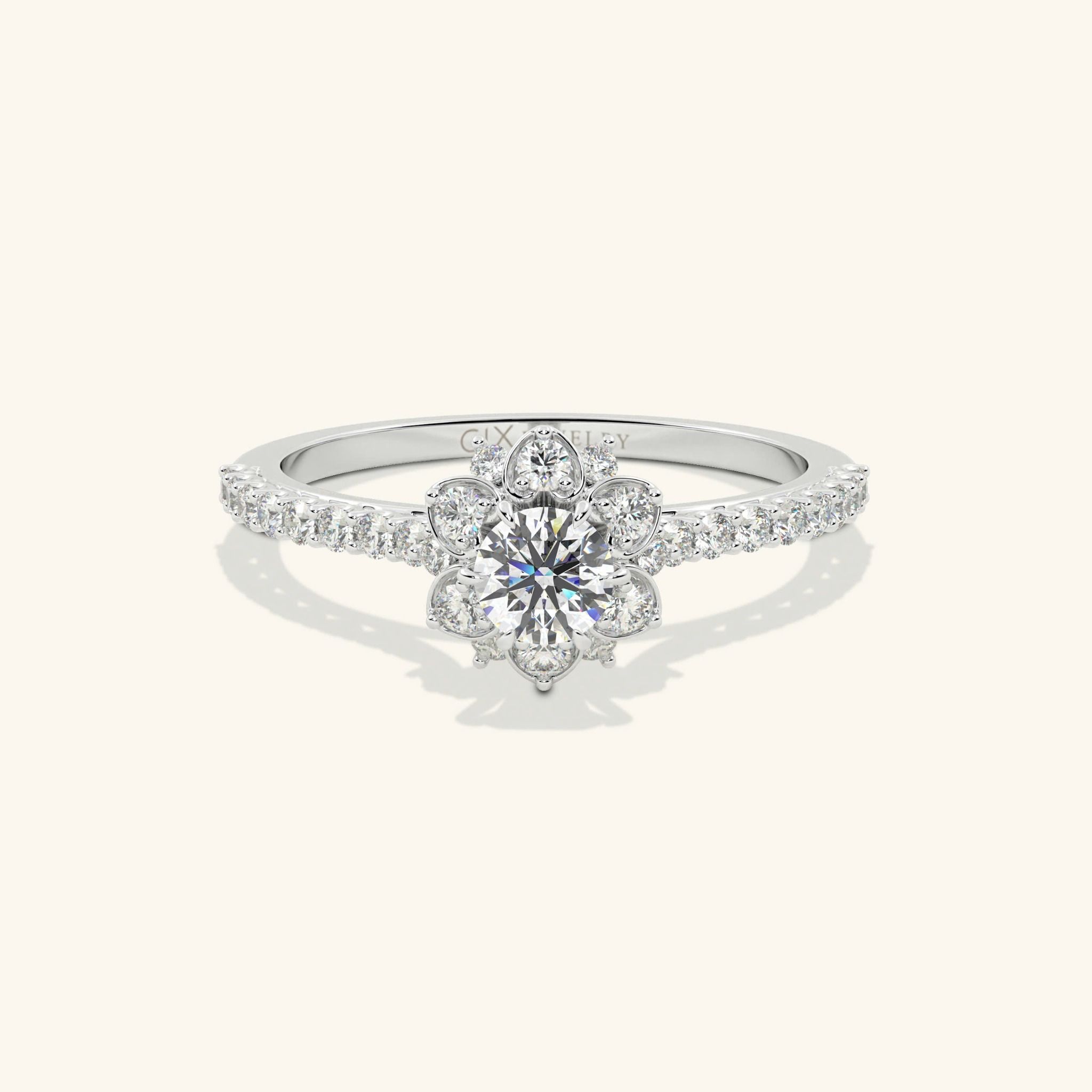 Nhẫn Cầu Hôn Dưới 5 Triệu Đơn Giản Vàng Trắng 18K Đính Kim Cương Moissanite Gix