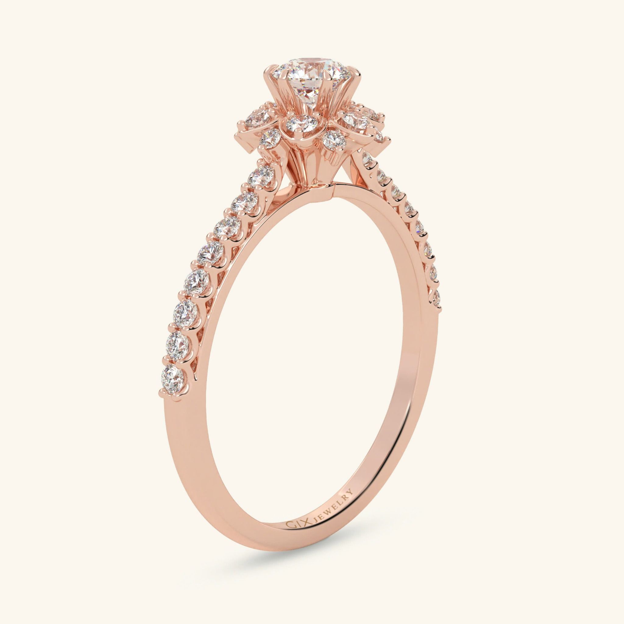 Nhẫn Cầu Hôn Dưới 5 Triệu Đơn Giản Vàng Trắng 18K Đính Kim Cương Moissanite Gix