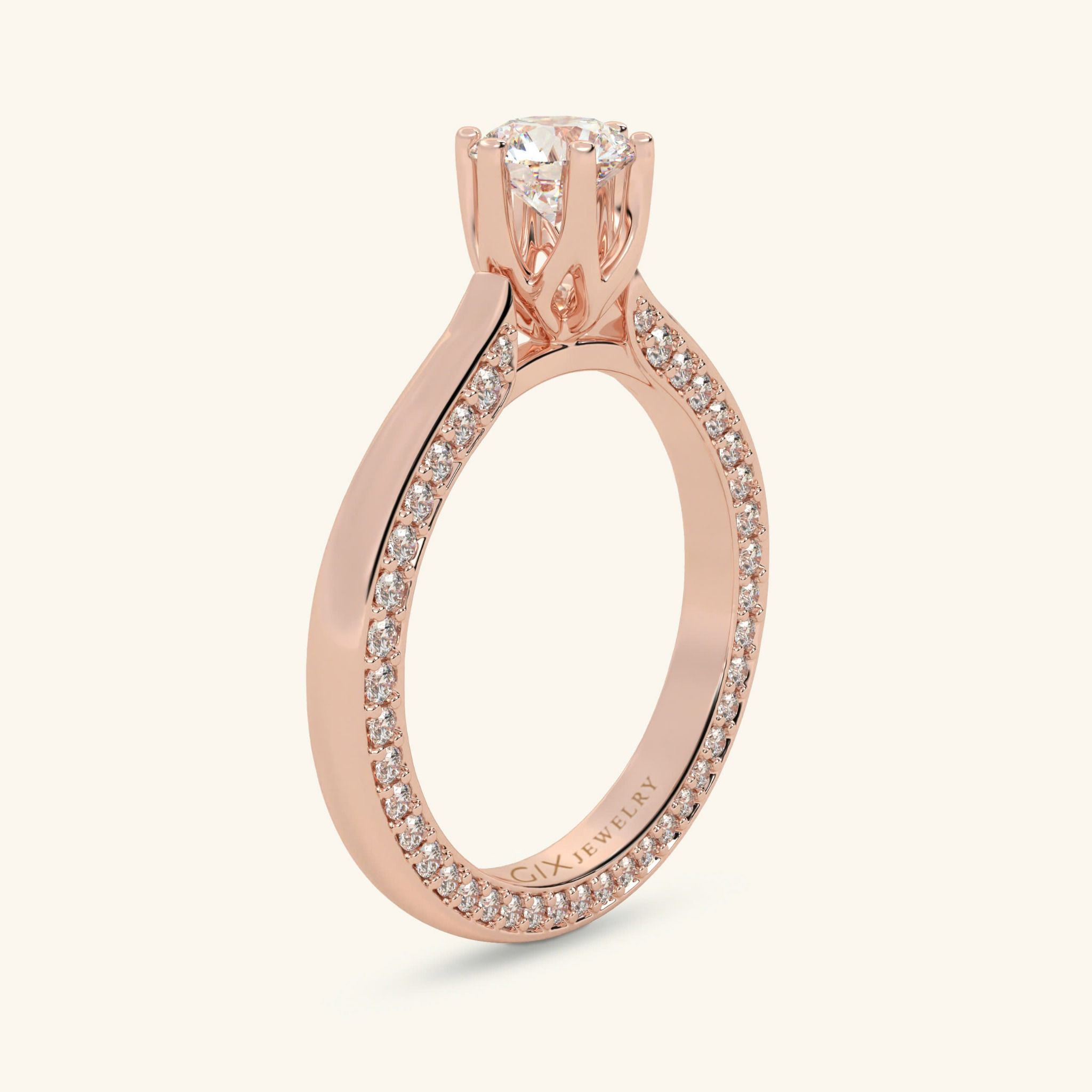 Nhẫn Cầu Hôn Giá Rẻ Đơn Giản Vàng 18K Đính Kim Cương Nữ Đeo Ngón Giữa Gix Jewel