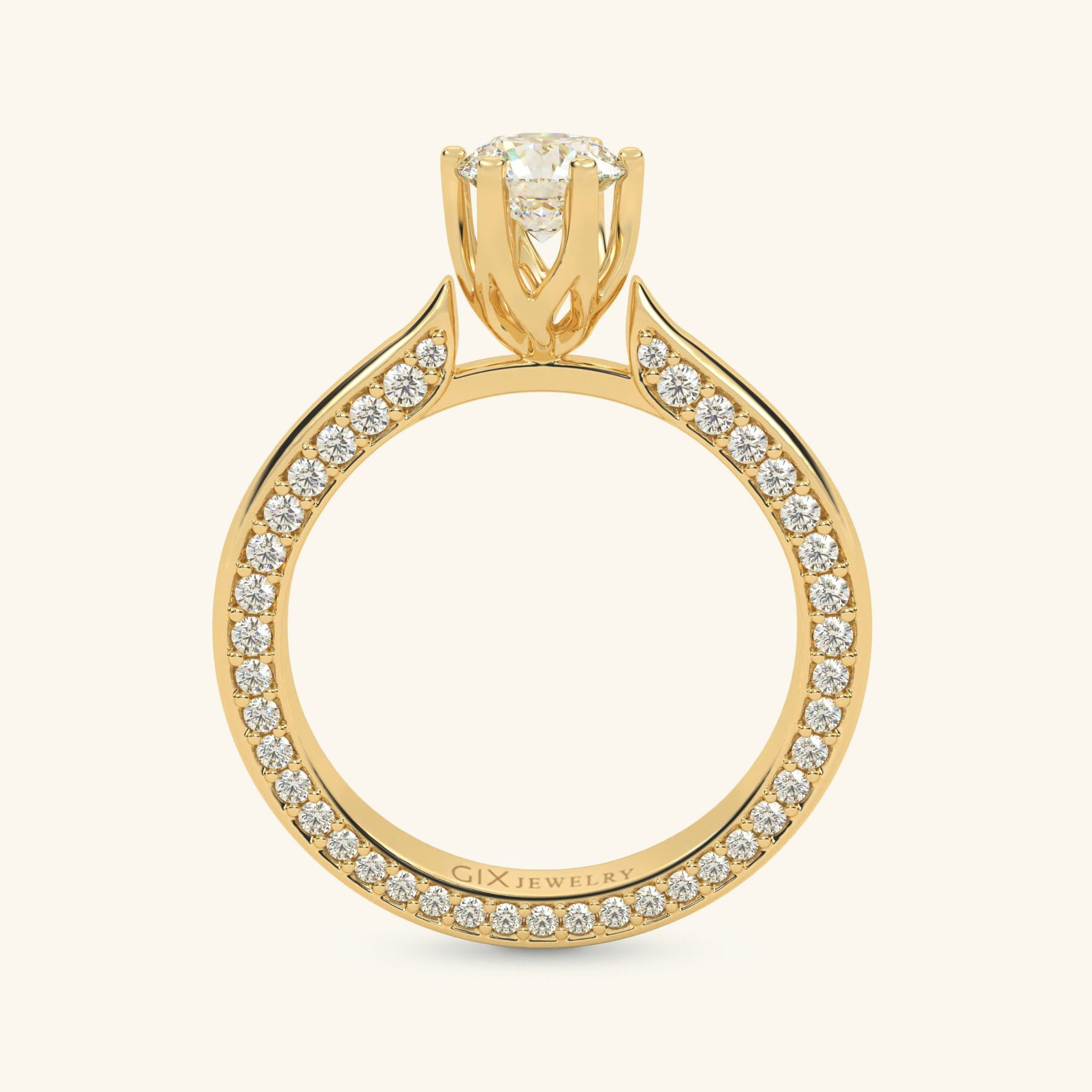 Nhẫn Cầu Hôn Giá Rẻ Đơn Giản Vàng 18K Đính Kim Cương Nữ Đeo Ngón Giữa Gix Jewel