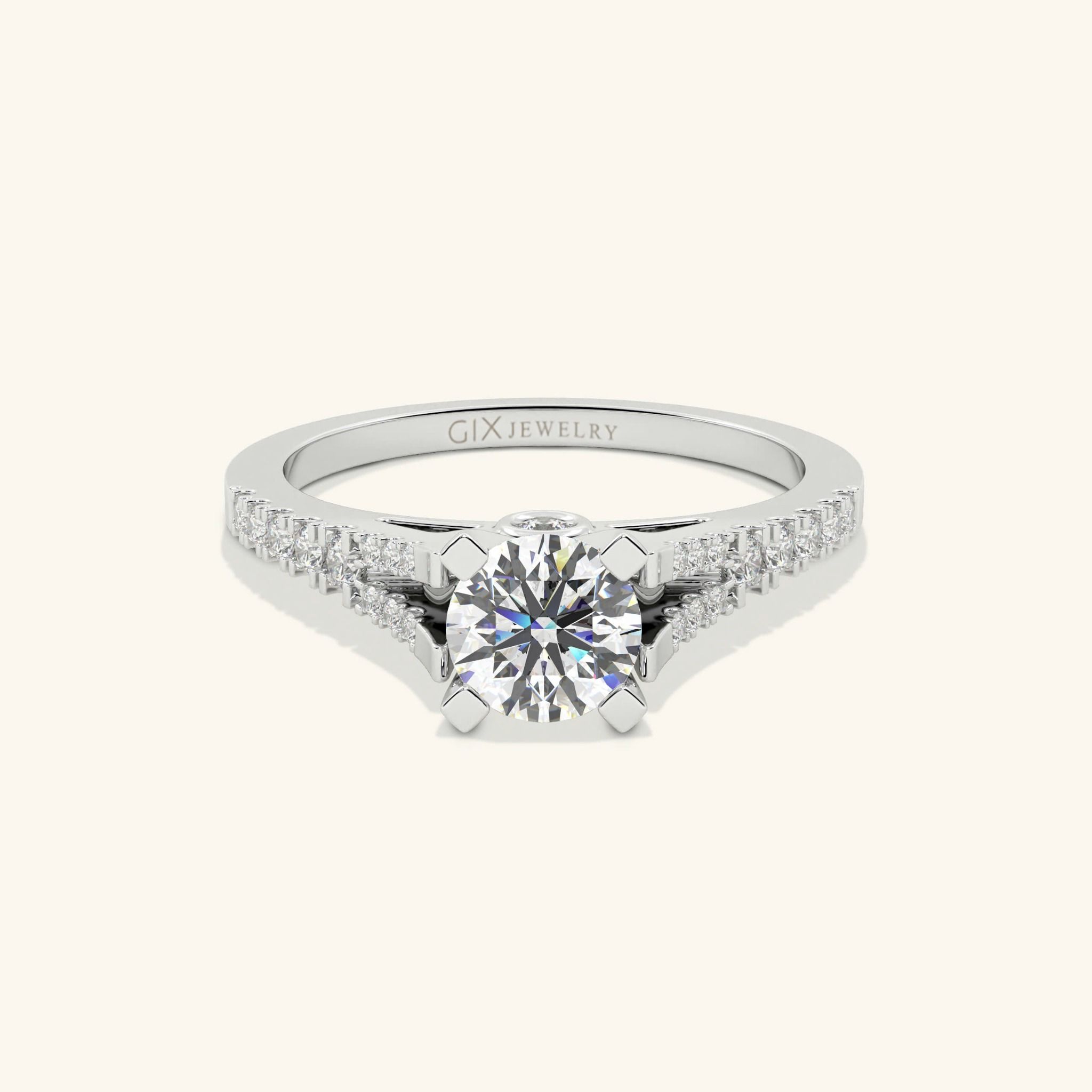 Nhẫn Cầu Hôn Kim Cương Vàng Trắng Đẹp Giá Rẻ Đính Moissanite Gix Jewelry