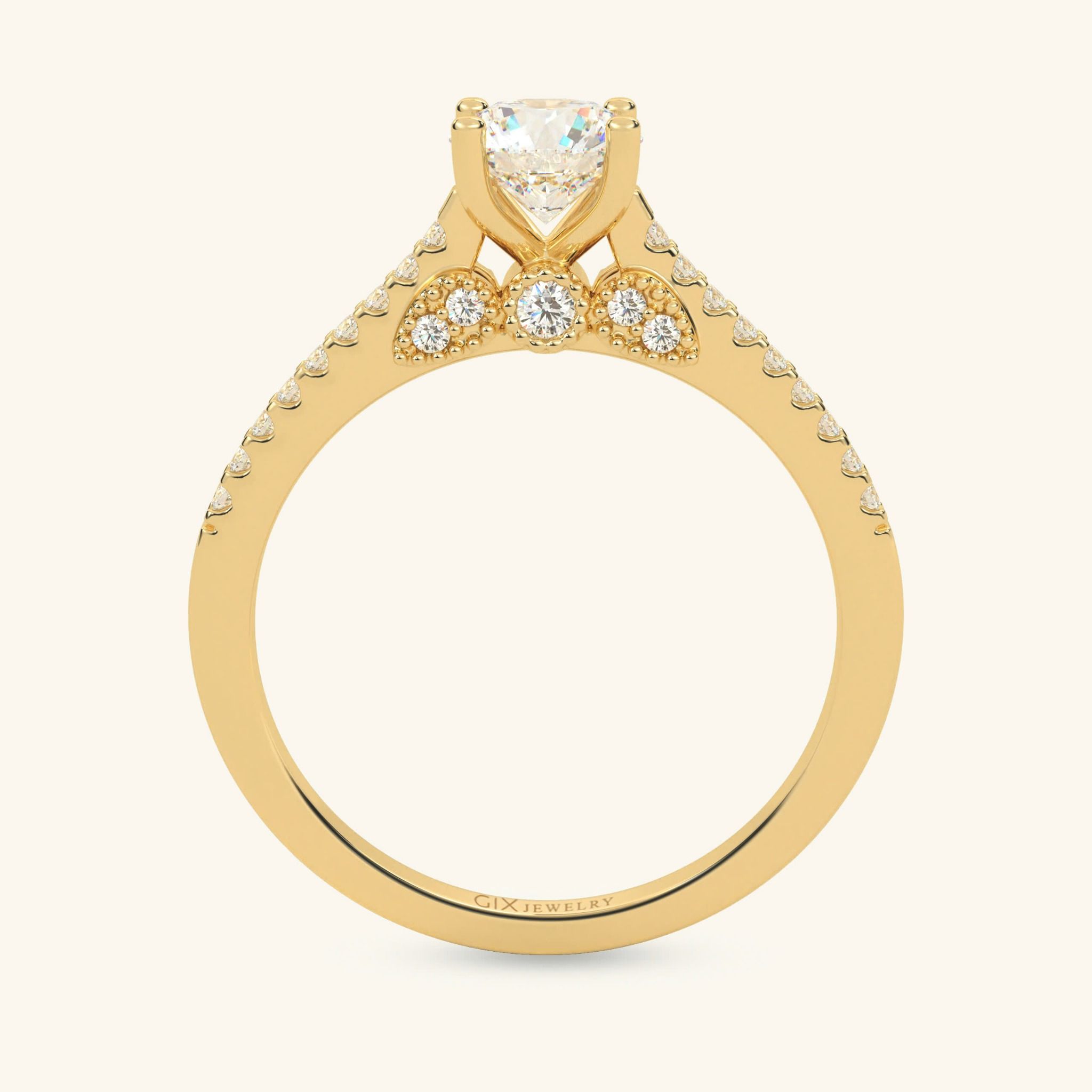 Nhẫn Cầu Hôn Giá Rẻ Đơn Giản Vàng 18K Đính Kim Cương Nữ Đeo Ngón Giữa Gix Jewel