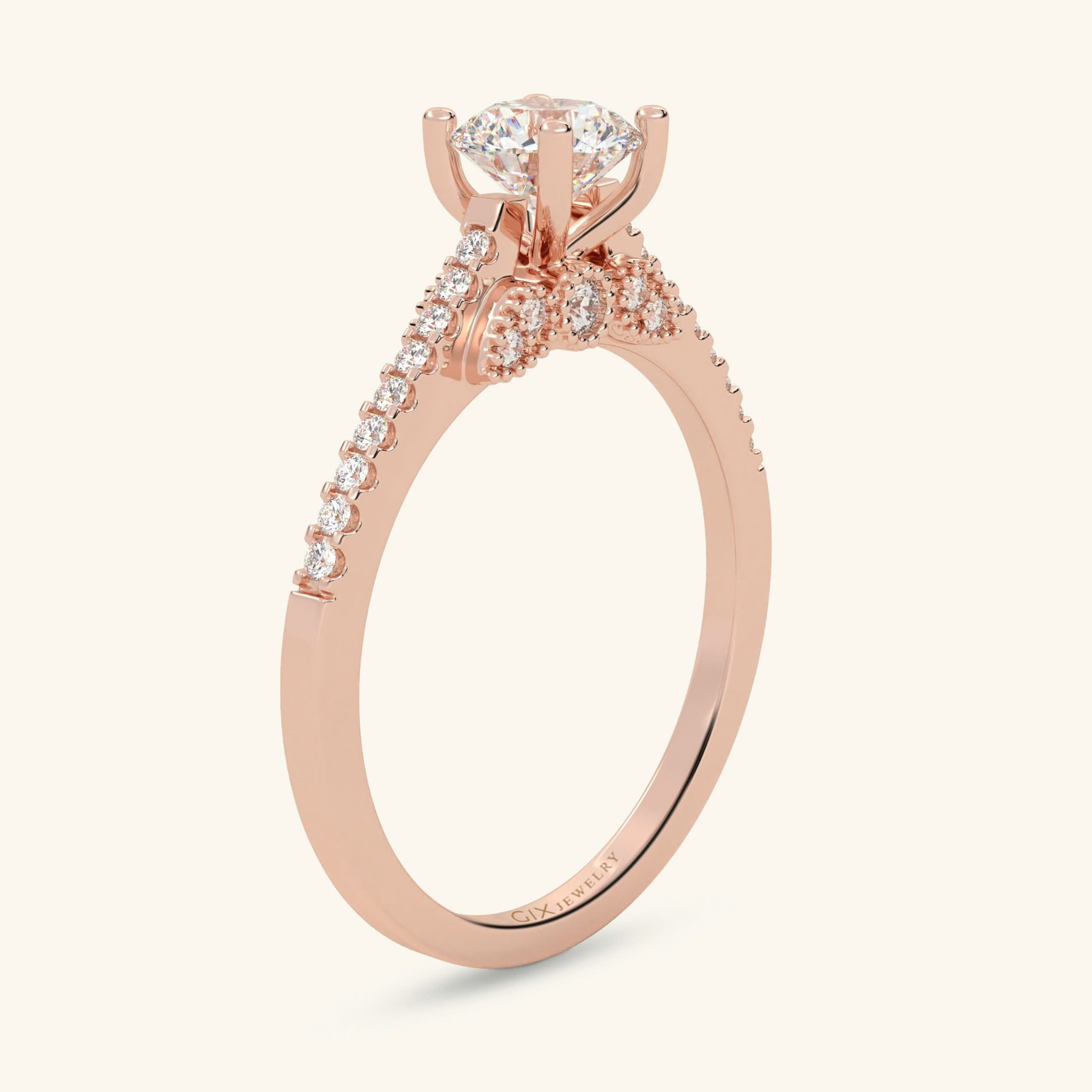 Nhẫn Cầu Hôn Giá Rẻ Đơn Giản Vàng 18K Đính Kim Cương Nữ Đeo Ngón Giữa Gix Jewel