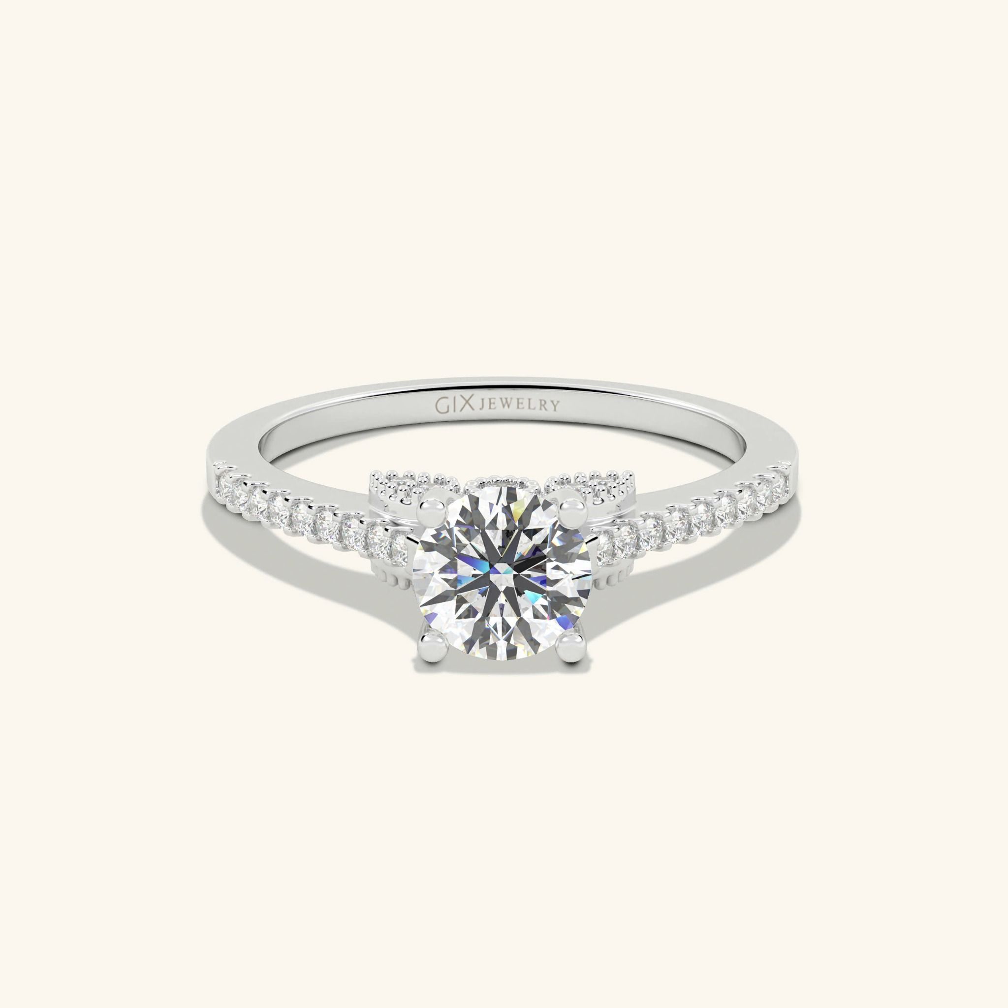 Nhẫn Cầu Hôn Giá Rẻ Đơn Giản Vàng 18K Đính Kim Cương Nữ Đeo Ngón Giữa Gix Jewel