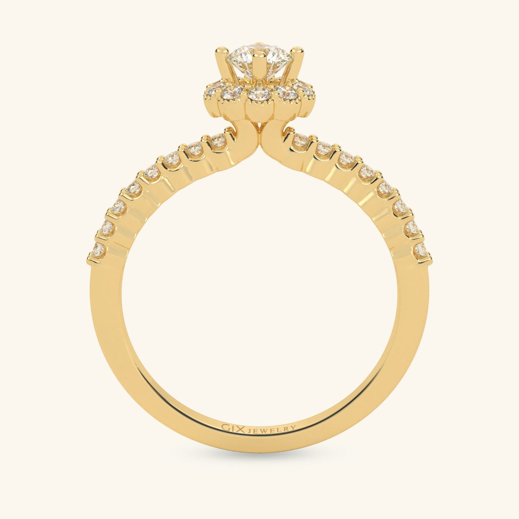 Nhẫn Cầu Hôn Mạ Vàng 18K Đính Cánh Hoa Kim Cương Gix Jewelry