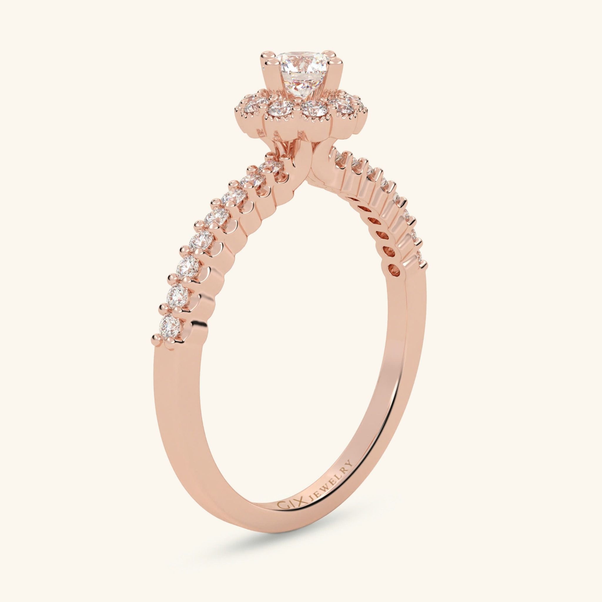 Nhẫn Cầu Hôn Mạ Vàng 18K Đính Cánh Hoa Kim Cương Gix Jewelry