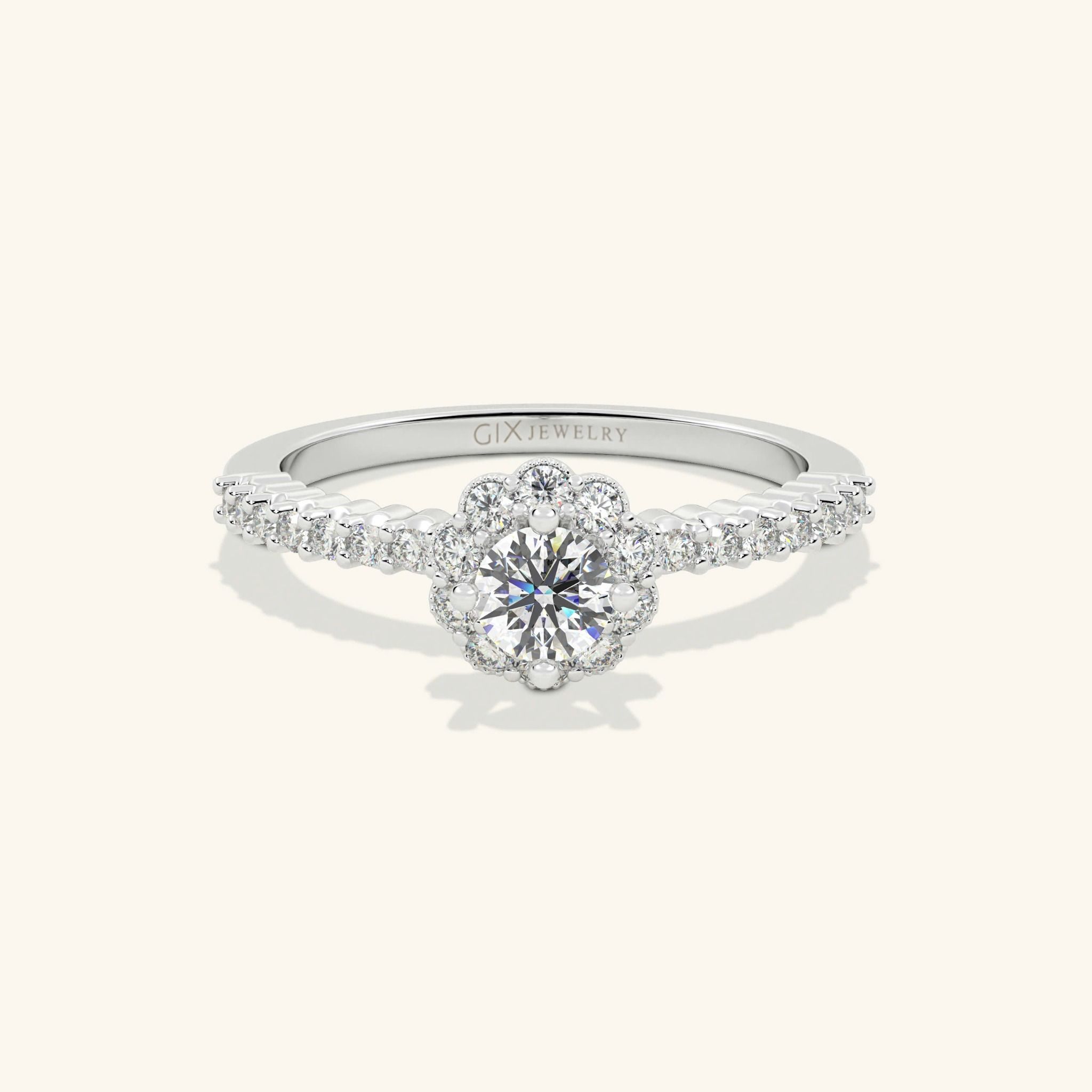 Nhẫn Cầu Hôn Mạ Vàng 18K Đính Cánh Hoa Kim Cương Gix Jewelry