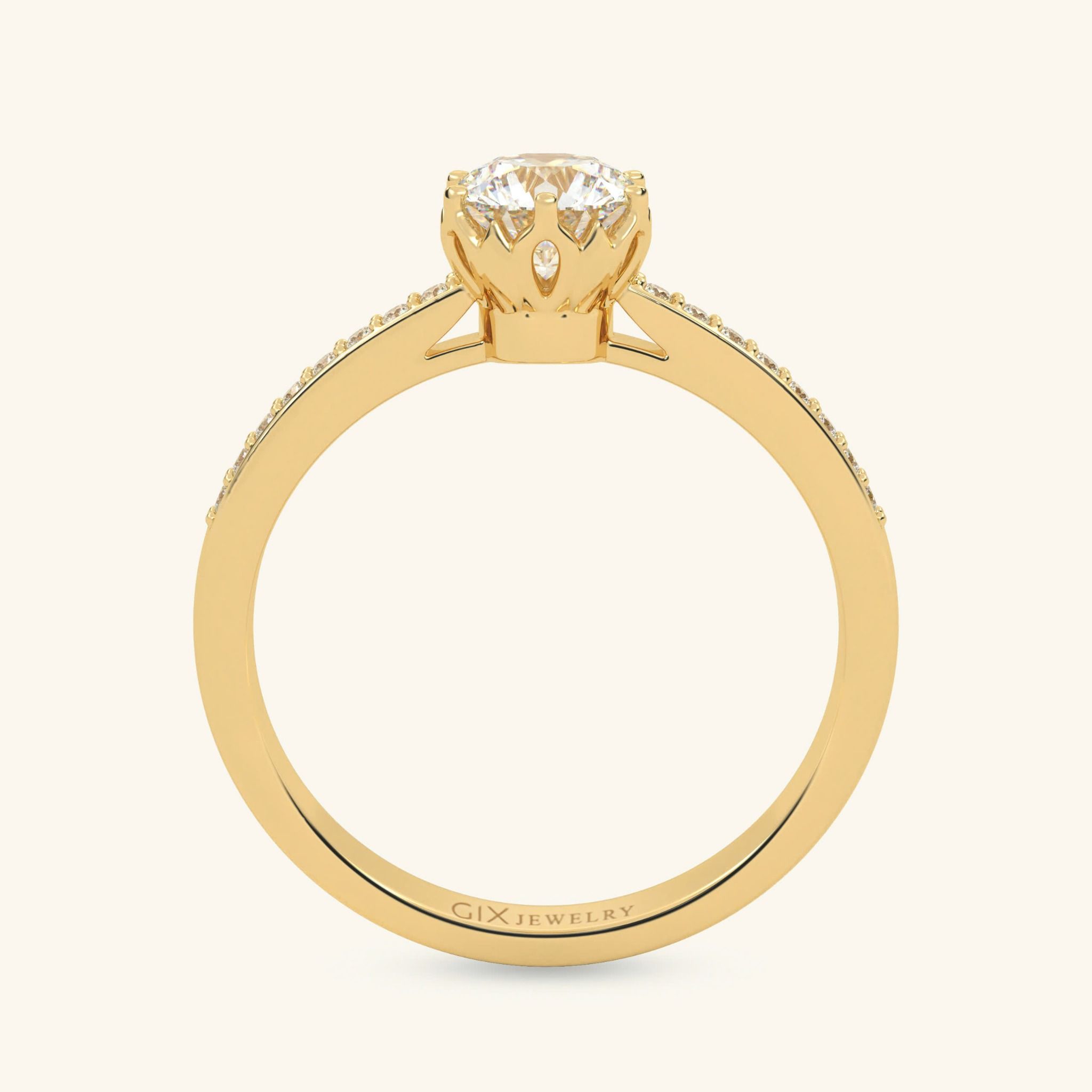 Nhẫn Cầu Hôn Moissanite Đơn Giản Đính Kim Cương Tặng Bạn Gái Gix