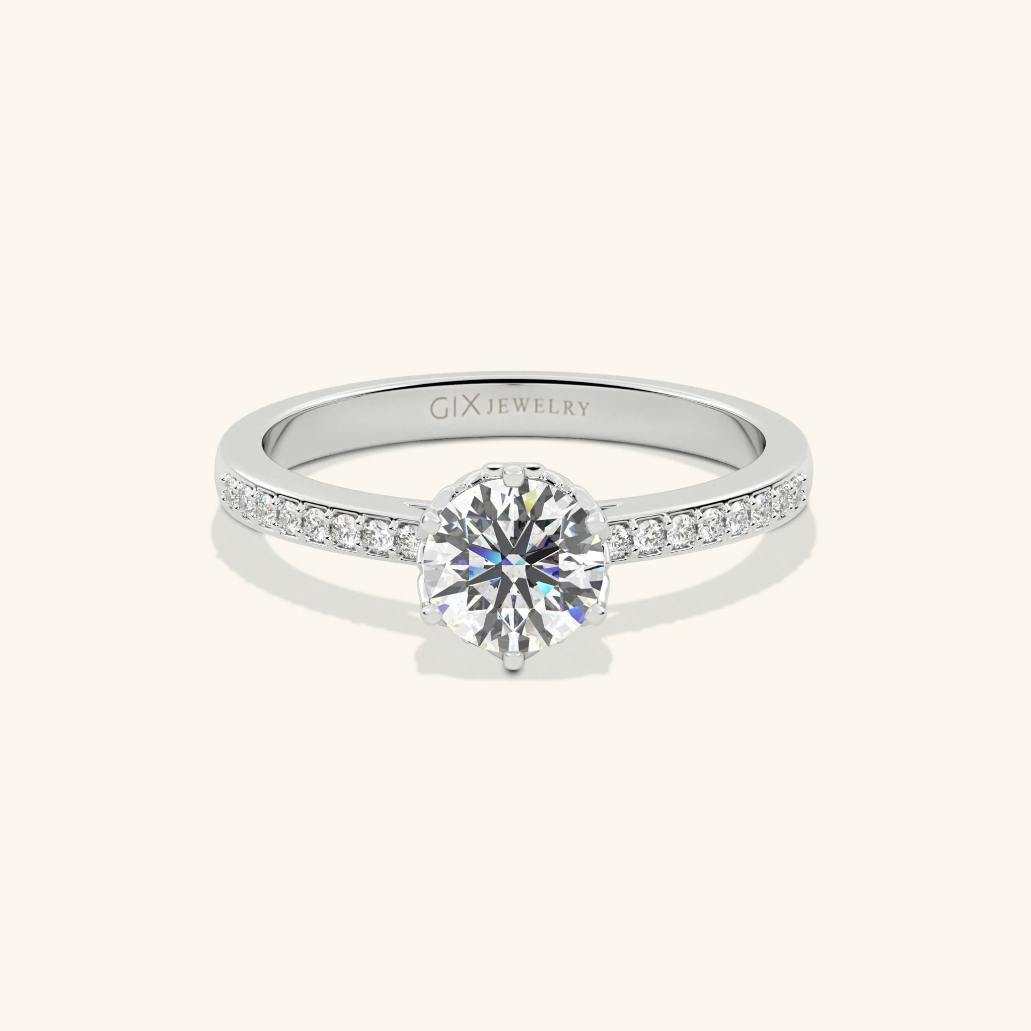 Nhẫn Cầu Hôn Moissanite Đơn Giản Đính Kim Cương Tặng Bạn Gái Gix