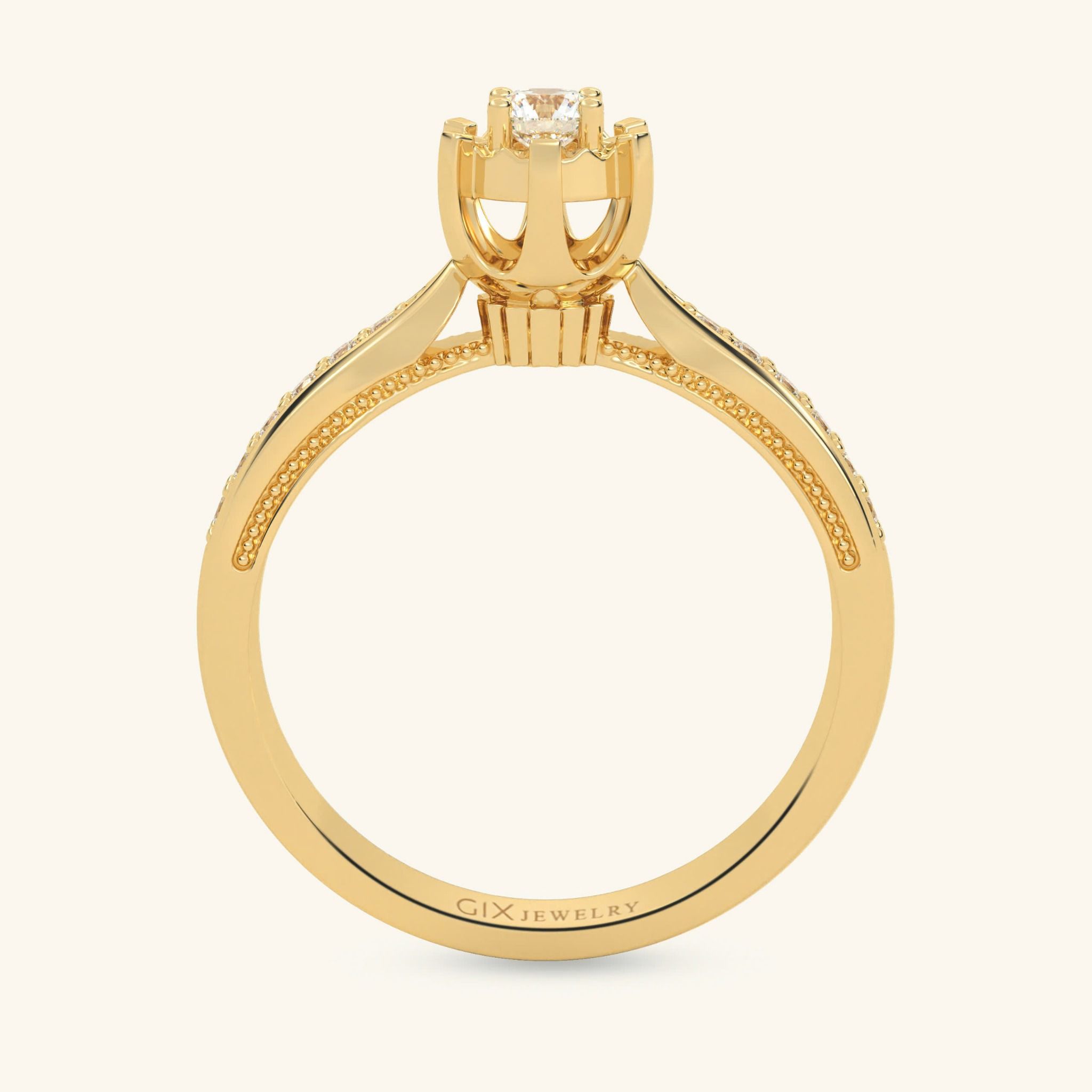 Nhẫn Cầu Hôn Vàng Trắng 10K Đẹp Nhất Tặng Bạn Gái Đính Kim Cương Tự Nhiên Gix Jewel