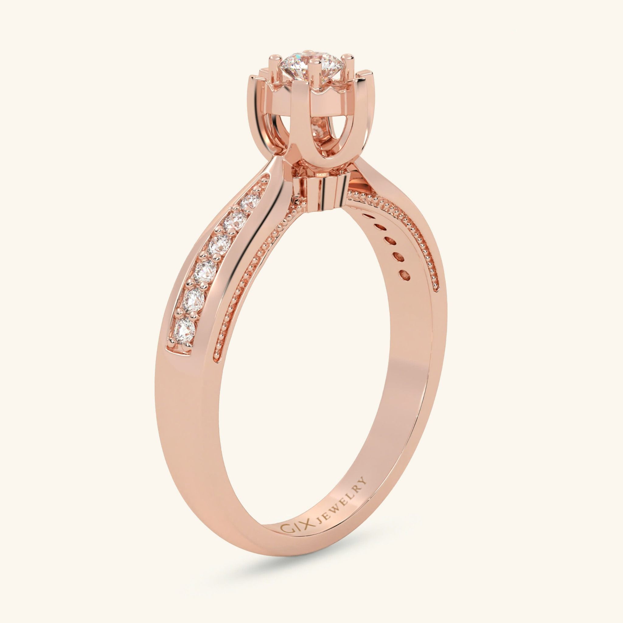 Nhẫn Cầu Hôn Vàng Trắng 10K Đẹp Nhất Tặng Bạn Gái Đính Kim Cương Tự Nhiên Gix Jewel