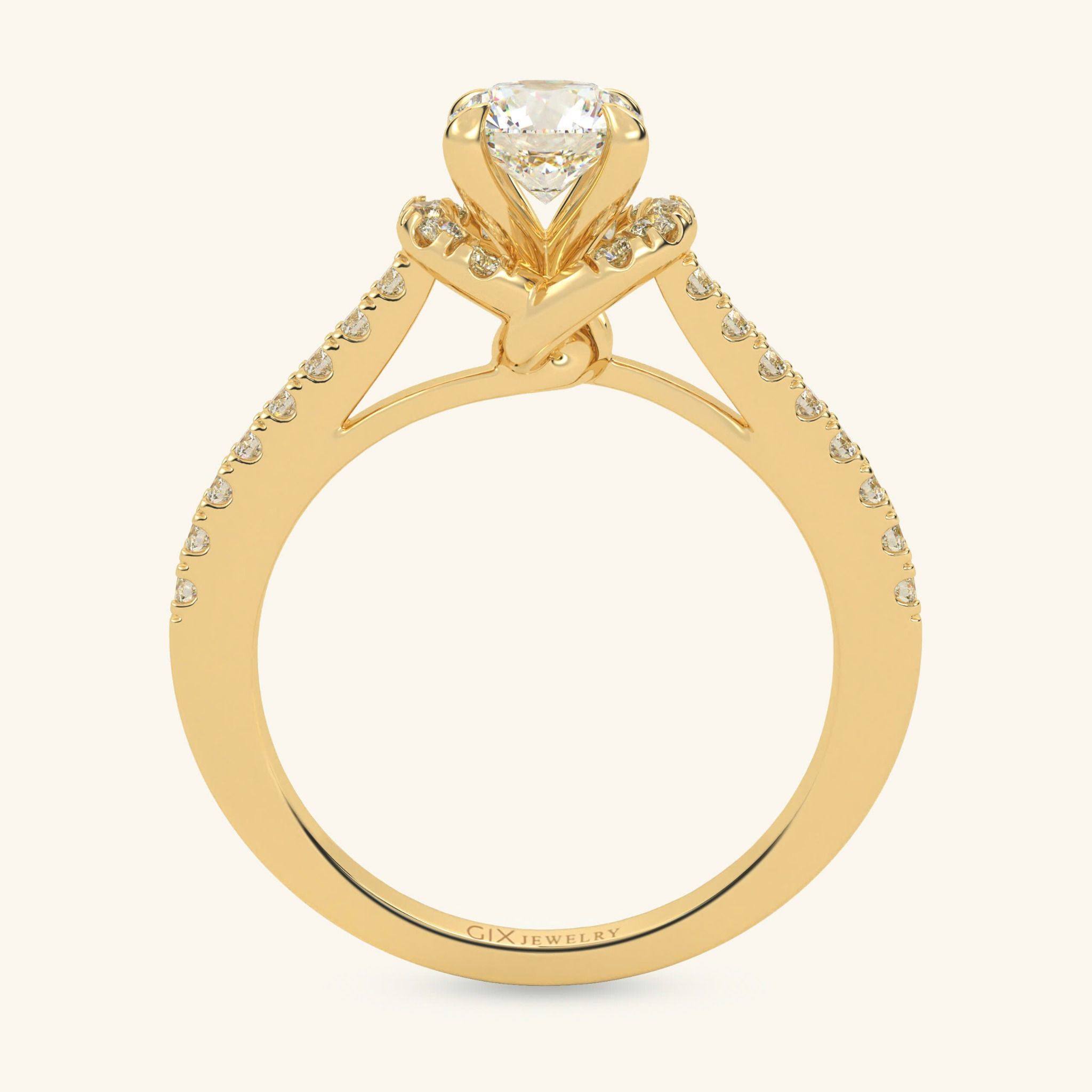 Nhẫn Cầu Hôn Giá Rẻ Bằng Bạc Mạ Vàng 18K Kim Cương Nhân Tạo Moissanite Gix Jewelry
