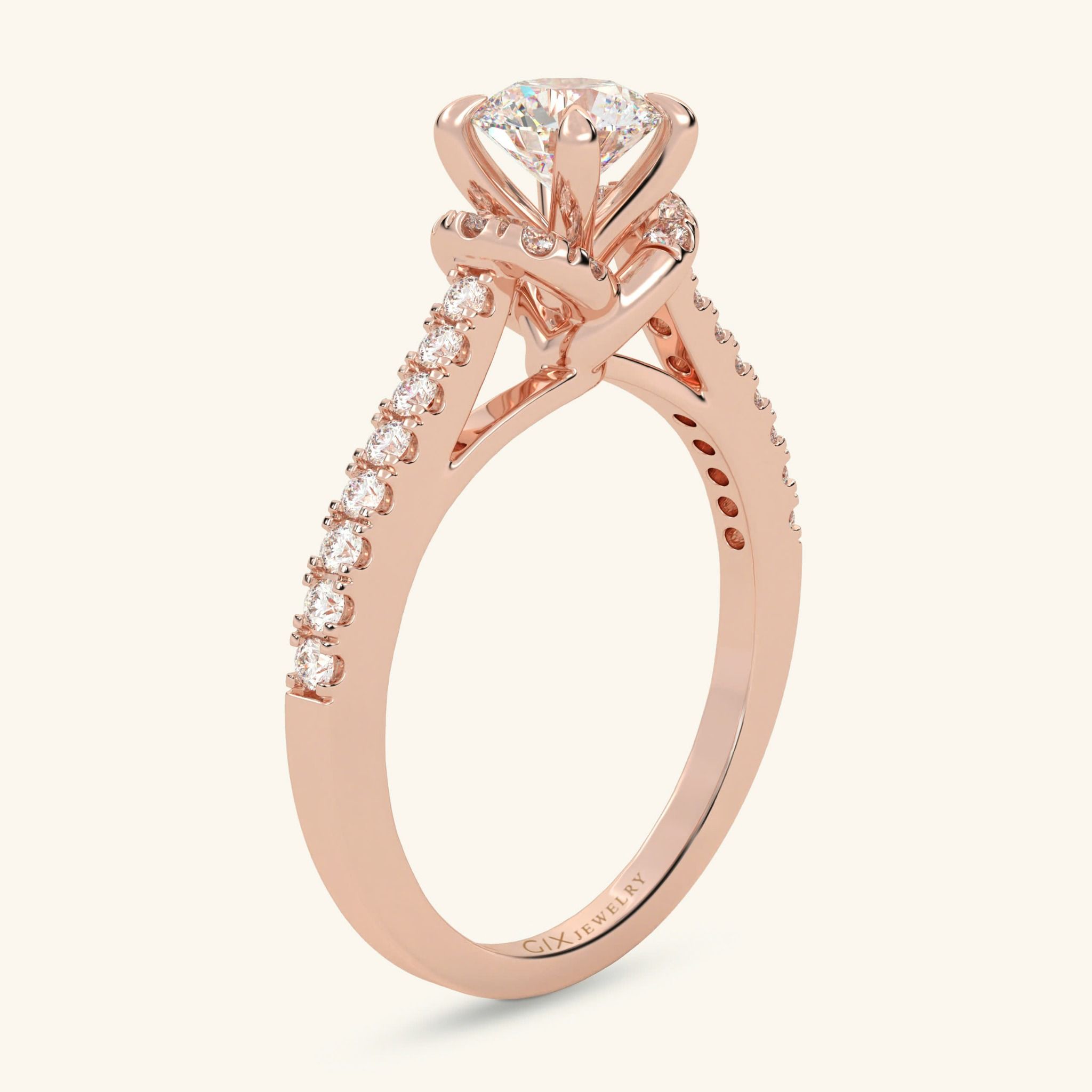 Nhẫn Cầu Hôn Giá Rẻ Bằng Bạc Mạ Vàng 18K Kim Cương Nhân Tạo Moissanite Gix Jewelry