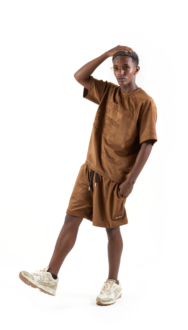 3D CODE F&F SUEDE TEE BROWN