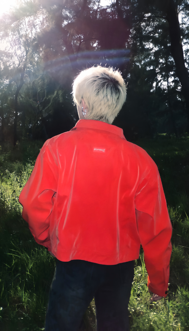 LEATHER CROP JACKET RED
