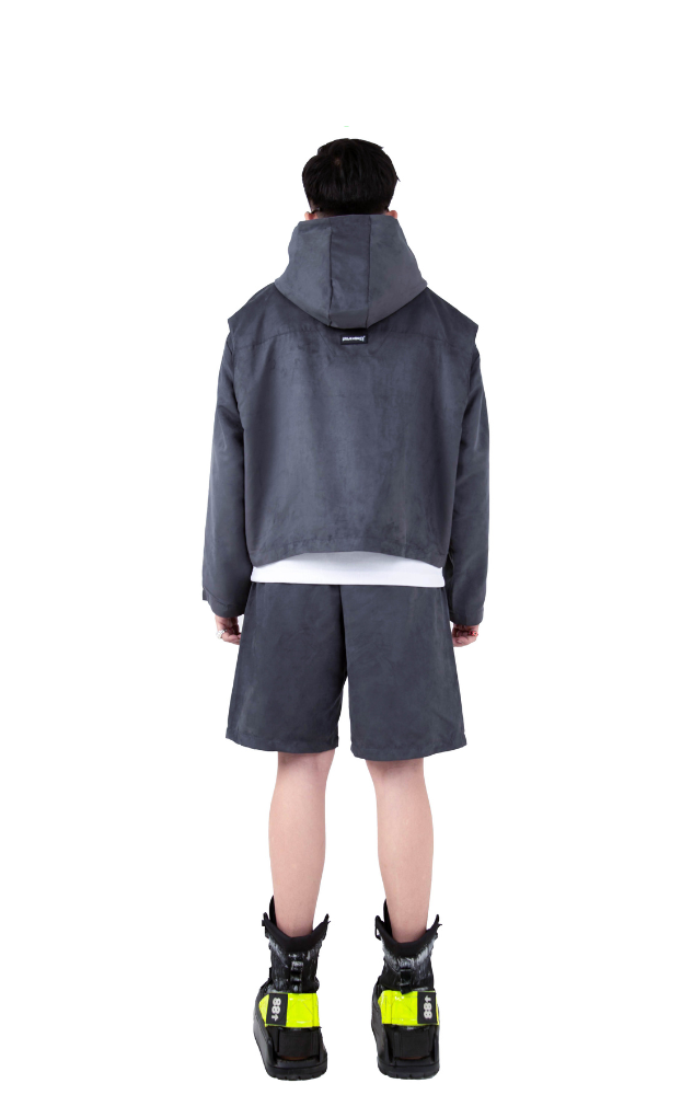 SUEDE CROP JACKET GREY