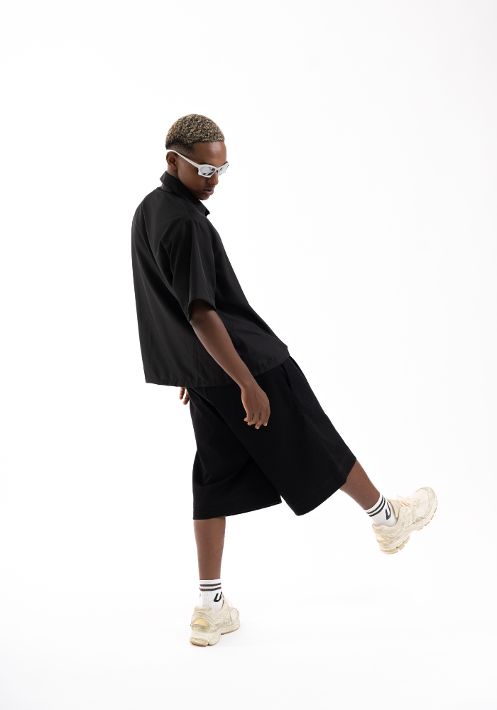 PLEATED BOXY SHIRT BLACK