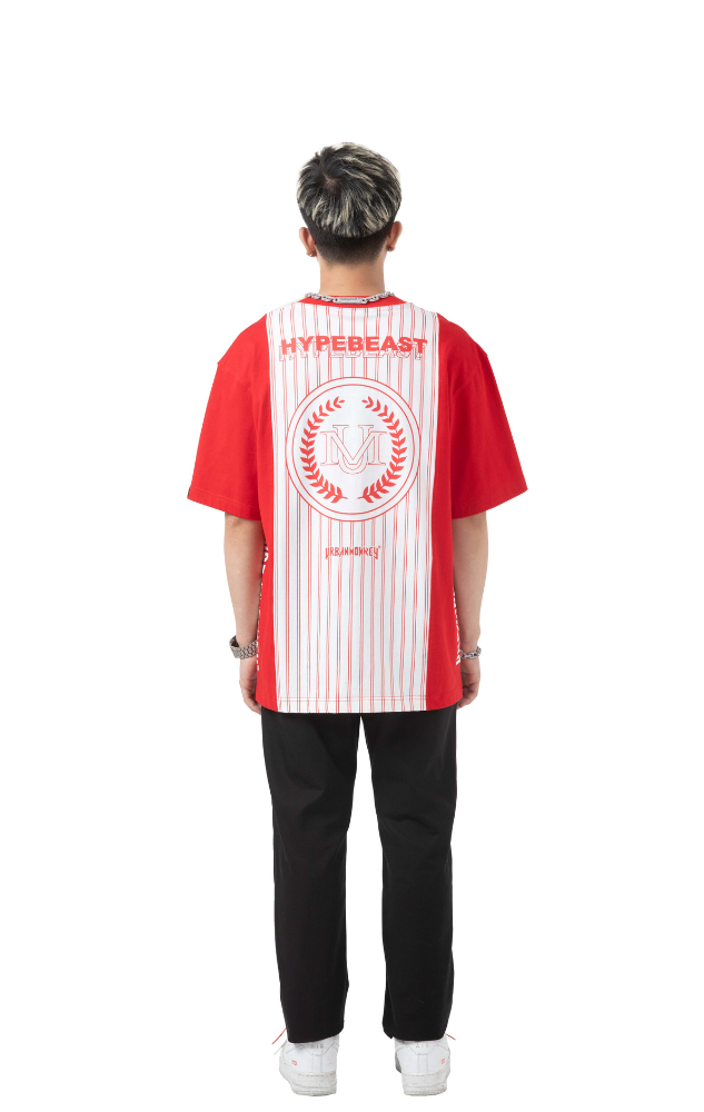 BASEBALL TEE WHITE/RED (STRIPE)