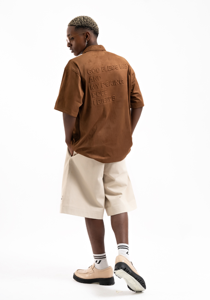 3D CODE SUEDE POLO BROWN