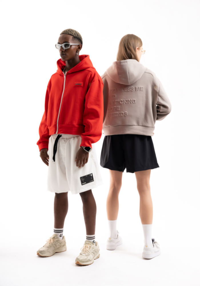 GOBLIN SIGNATURE BOXY HOODIE ZIP GREY