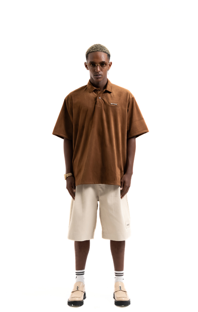 3D CODE SUEDE POLO BROWN