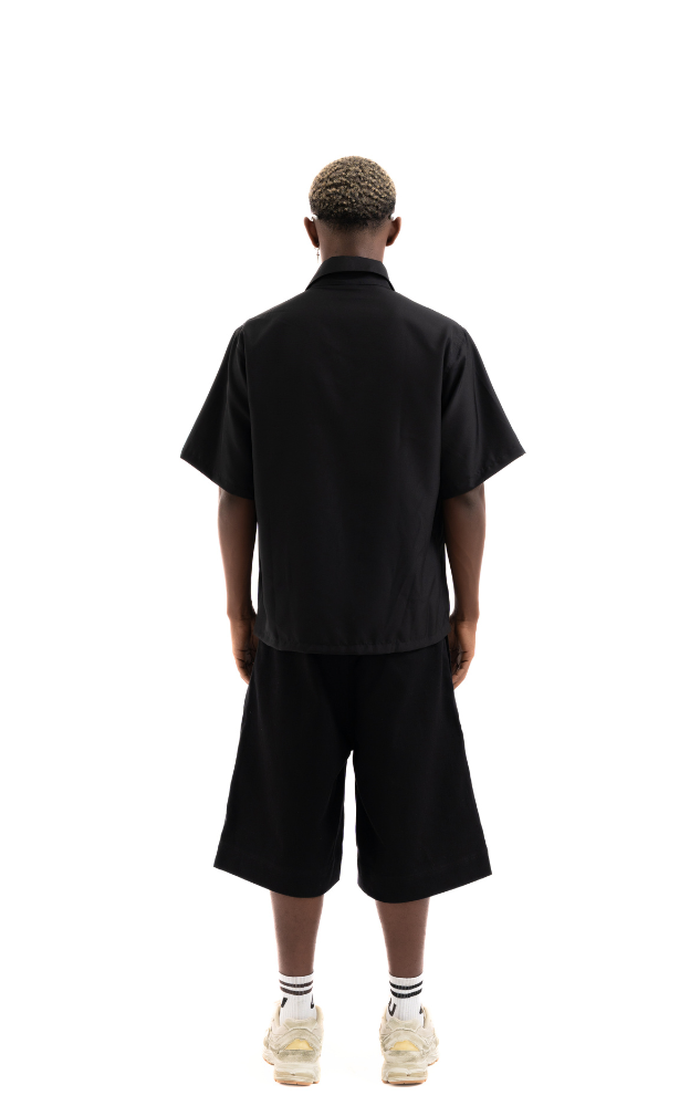 PLEATED BOXY SHIRT BLACK