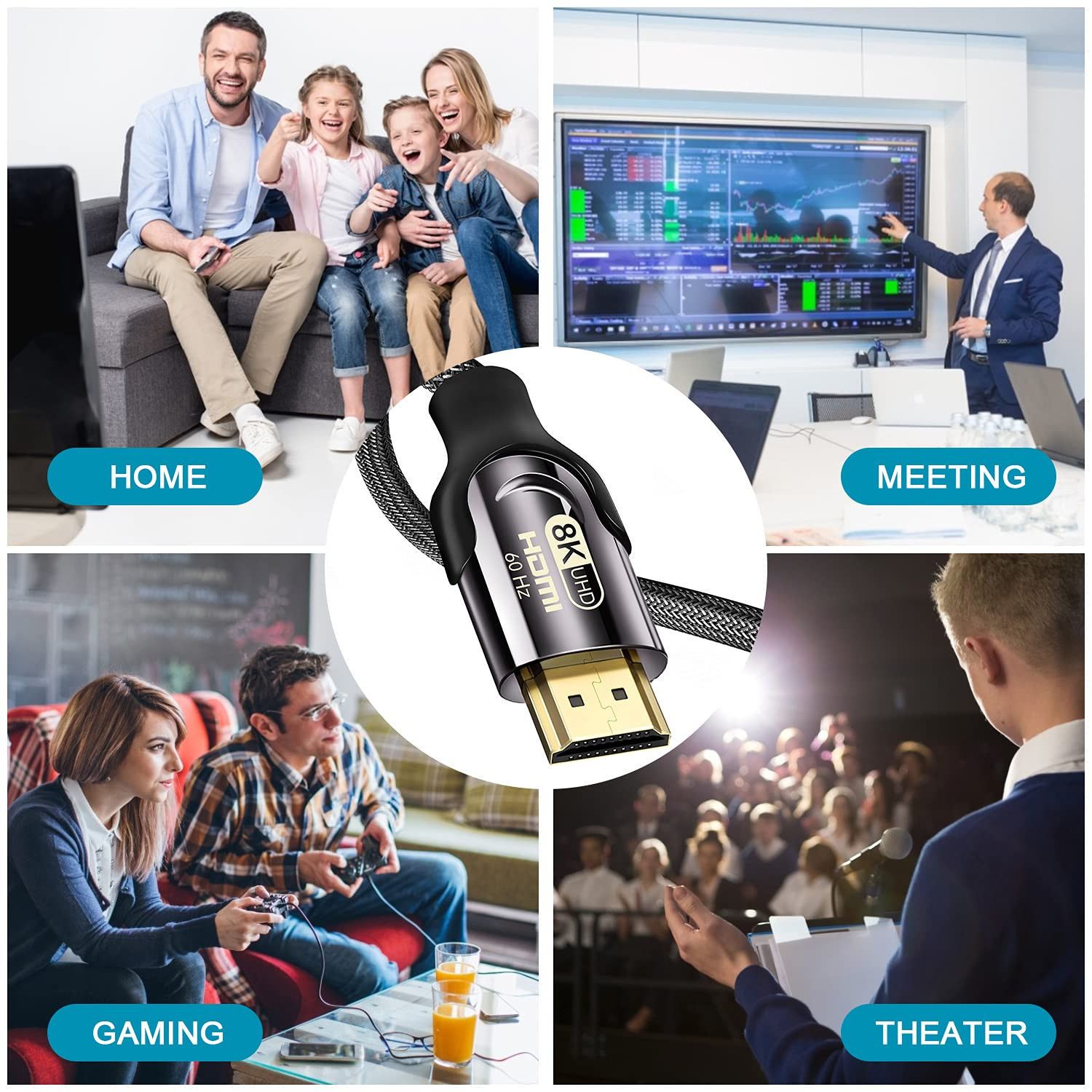  Dây HDMI 2.1 8K UHD 48Gbps ID Tech Bện Lưới, Đầu Metal Mạ Vàng Cao Cấp - BH 24T Chính Hãng 