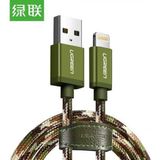 Ugreen 40875 Cáp sạc iPhone Chuẩn MFi Hỗ trợ sạc nhanh Cao Cấp Dài 0.5M (Màu Rêu)