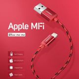 Ugreen 40480 Cáp sạc iPhone Chuẩn MFi Hỗ trợ sạc nhanh Cao Cấp Dài 1.5M (Màu Đỏ)