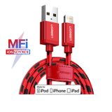 Ugreen 40480 Cáp sạc iPhone Chuẩn MFi Hỗ trợ sạc nhanh Cao Cấp Dài 1.5M (Màu Đỏ)