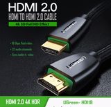 Ugreen 40412 - Dây HDMI 2.0 Dài 5M Hỗ Trợ 4K*60Hz- Bện Lưới Chắc Chắn