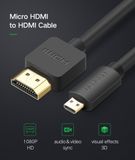 Ugreen 30103 Dây Chuyển Micro HDMI Sang HDMI 2.0 Dài 2M Support 4K 60Hz