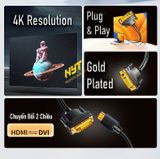 Cáp DVI To HDMI Đen Trơn Hỗ Trợ 4K UHD Loại Xịn NYT N71 - BH 12T Đổi Mới
