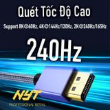 Cáp Displayport 1.4 8K@60Hz, 4K@144Hz, 2K@165Hz Đầu Metal Bện Lưới Cao Cấp NYT N47 - BH 24T Đổi Mới