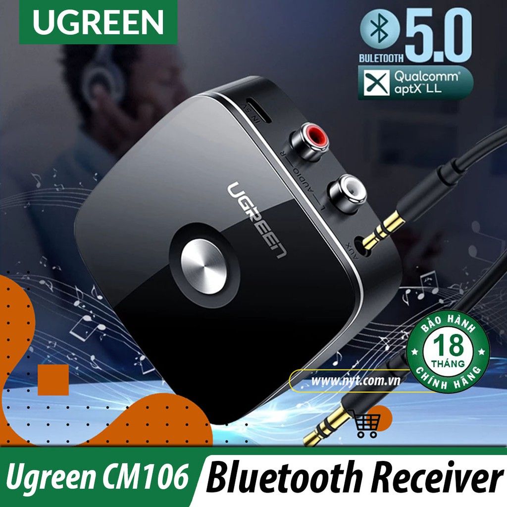  Thiết Bị Thu Bluetooth 5.0 Cao Cấp UGREEN Chính Hãng - Hỗ trợ 3.5mm & 2RCA ( CM123 / CM106 ) 