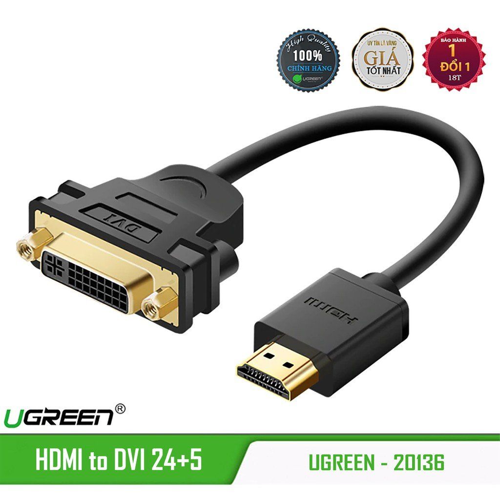  Cáp Chuyển HDMI ra DVI(24+5) Cao Cấp UGREEN 